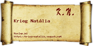 Krieg Natália névjegykártya